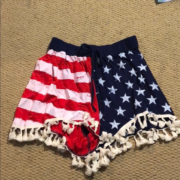 Pants - American flag tassel shorts